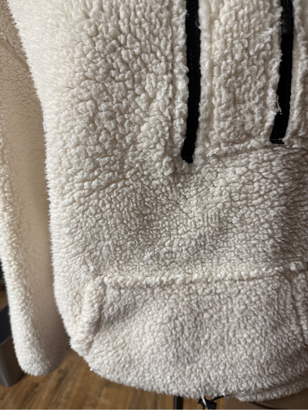 No Boundaries Cream Sherpa Jacket with Black Trim
